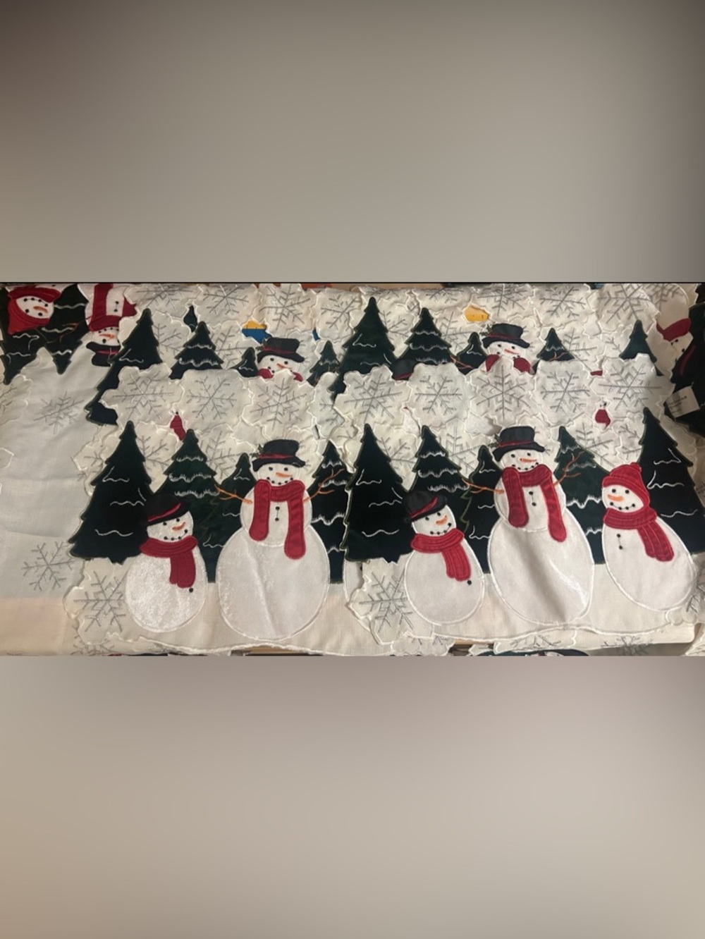 Festive Snowman Tree Holiday Table linens